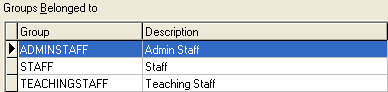 Group Security Maintenance - Users View (Groups Belonged to)
