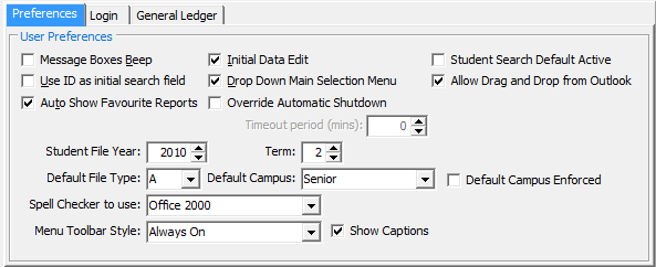 Group Security Maintenance - Users view - Preferences tab