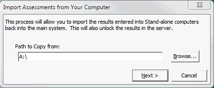 Import Assessments from Your Computer window