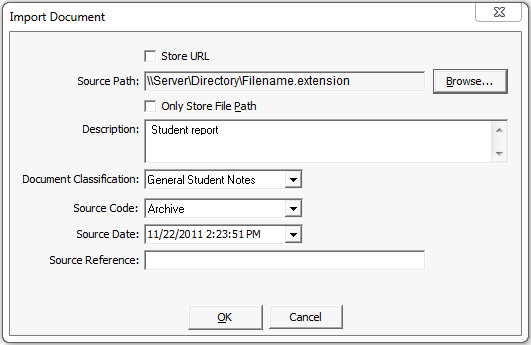 Import Document window