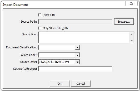 Import Document window