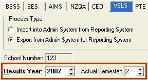 Import Export Student Data - VELS tab (cut down)