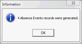 Information - absence events records were generated