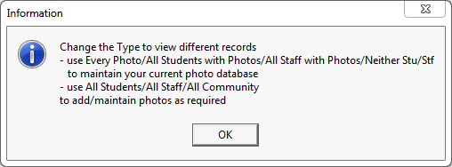 Help window (photo maintenance)