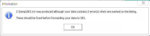Information - C:\temp\SES.txt was produced