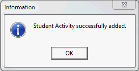 Information - Student Activity successfully added