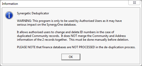 Information - Synergetic Deduplicator