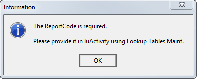 Information - The ReportCode is required