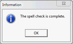 Spelling complete dialog