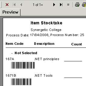 Item Stocktake report