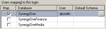 Login - New window (User Mapping tab, SynergyOne selected)