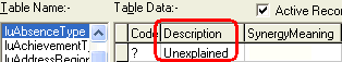 Lookup Table Maintenance - luAbsenceType