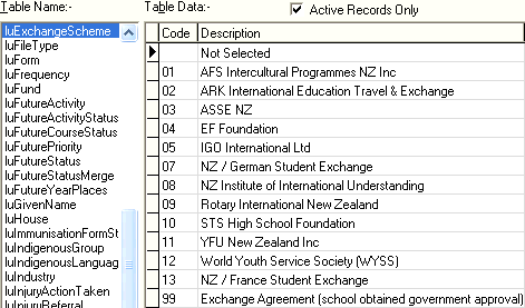 Lookup Table Maintenance - luExchangeScheme