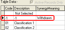 Lookup Table Maintenance - luReportResultClassification (cut down)