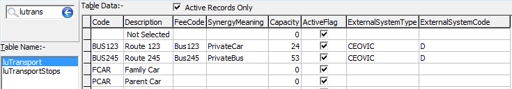 Lookup Table Maintenance - luTransport