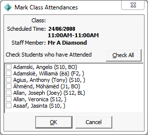 Mark Class Attendances (co-curricular)
