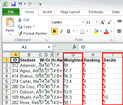 Microsoft Excel (export student results)
