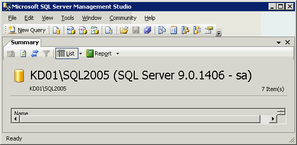 Microsoft SQL Server Management Studio window