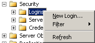 Microsoft SQL Server Management Studio (Object Explorer, Logins right click menu)