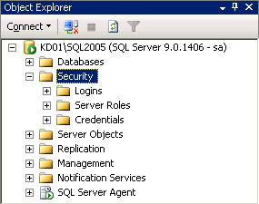 Microsoft SQL Server Management Studio (Object Explorer pane)