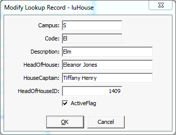 Modify Lookup Record - luHouse window