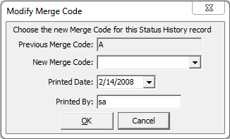 Modify Merge Code window