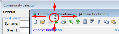 Moving a window example (title bar highlighted)
