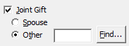 New Gift window (Joint Gift fields)