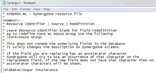 Notepad - SynergyRL file