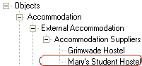 Object Search (External Accommodation, accommodation suppliers, Mary's Student Hostel)