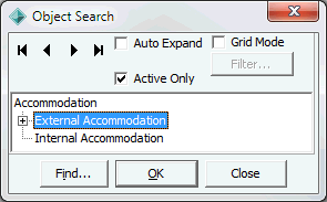 Object Search window