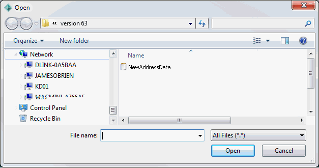 Open (new address data)