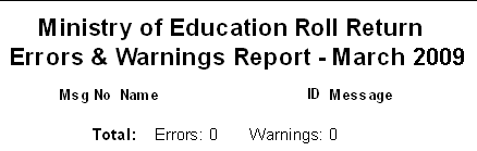 preview - ministry of education roll return errors & warnings report (no errors)