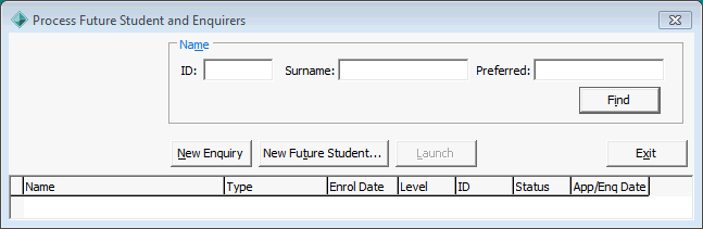 Process Future Student and Enquirers (empty)