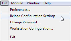 Reload Congifuration Settings (select from menu)