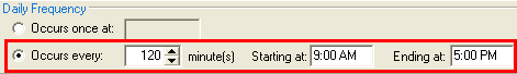 Report Scheduling - Daily Frequency (cut down, interval highlight)
