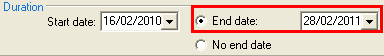 Report Scheduling - Duration (cut down, end date highlight)