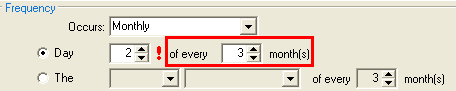 Report Scheduling - Frequency (cut down, monthly, highlight every num months