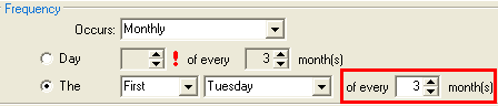Report Scheduling - Frequency (cut down, monthly, highlight freq months)