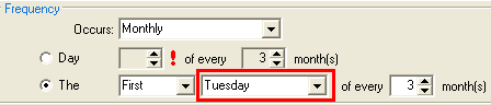 Report Scheduling - Frequency (cut down, monthly, highlight weekday)