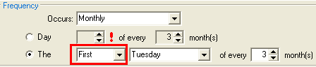 Report Scheduling - Frequency (cut down, monthly, highlight week number)
