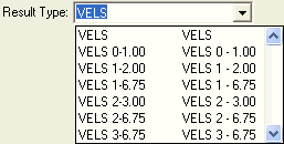 Result Type drop-down list (VELS example)