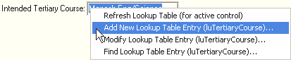 right mouse menu (Intended Tertiary Course)