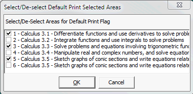 Select/Deselect default print selected areas window