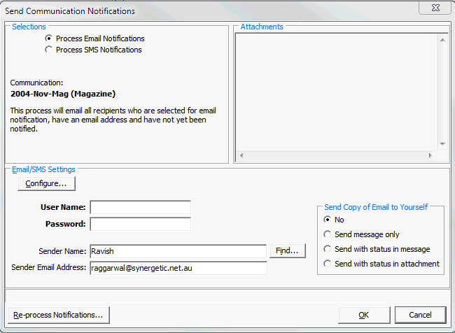 Send Communication Email Notifications