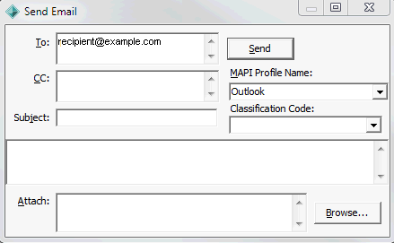 Send Email window (unpopulated)