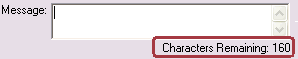Send SMS(s) window (Characters Remaining field)