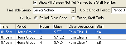 Set Attendance Search Criteria - show all classes no yet marked by a staff member