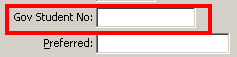 Set Current Student Search Criteria window (Gov Student No)