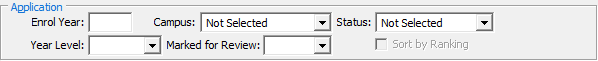 Set Future Student Search Criteria window (Application area)